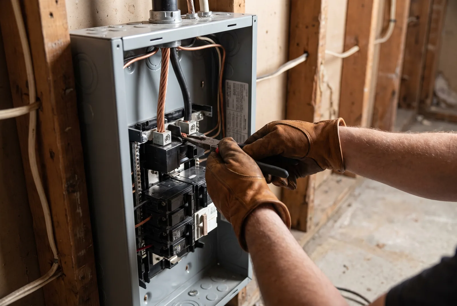 Wiring redone inside an electrical panel