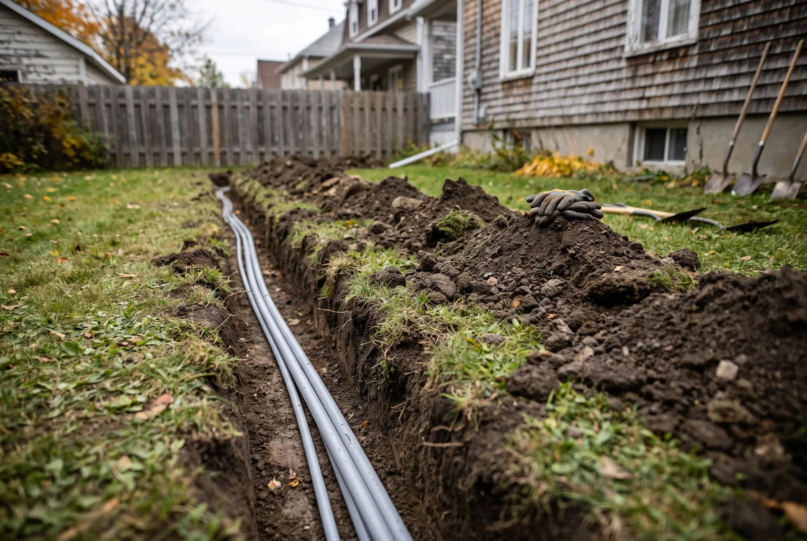 Trench for a pool electrical connection