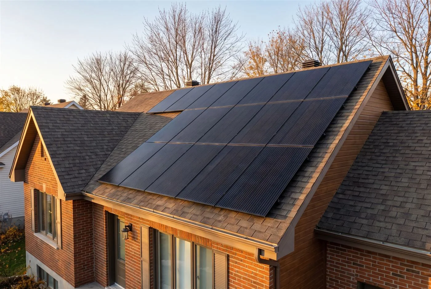 Panneaux solaires sur une toiture résidentielle